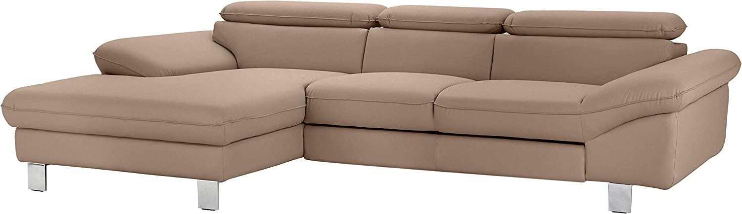 Mivano Ecksofa Driver mit Recamiere links, Ledercouch im modernen Design, Inkl. verstellbare Kopfstützen, 268 x 73 x 169, Kunstleder, Braun Bild 1