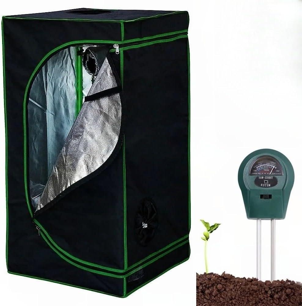 Growbox inkl. 3 in 1 Feuchtigkeitsmessgerät für Pflanzen Gewächshaus Indoor Pflanzenzelt Zuchtzelt Growroom Zuchtschrank Darkroom Zimmergewächshaus Growschrank - 80x80x180 cm Bild 1