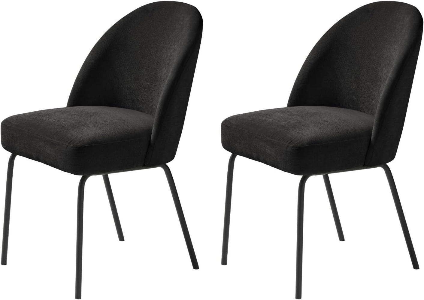 FJORDFORM Esszimmerstuhl, 2'er stühlen, schwarz Chenille, metalbeine Chair, one Size Bild 1