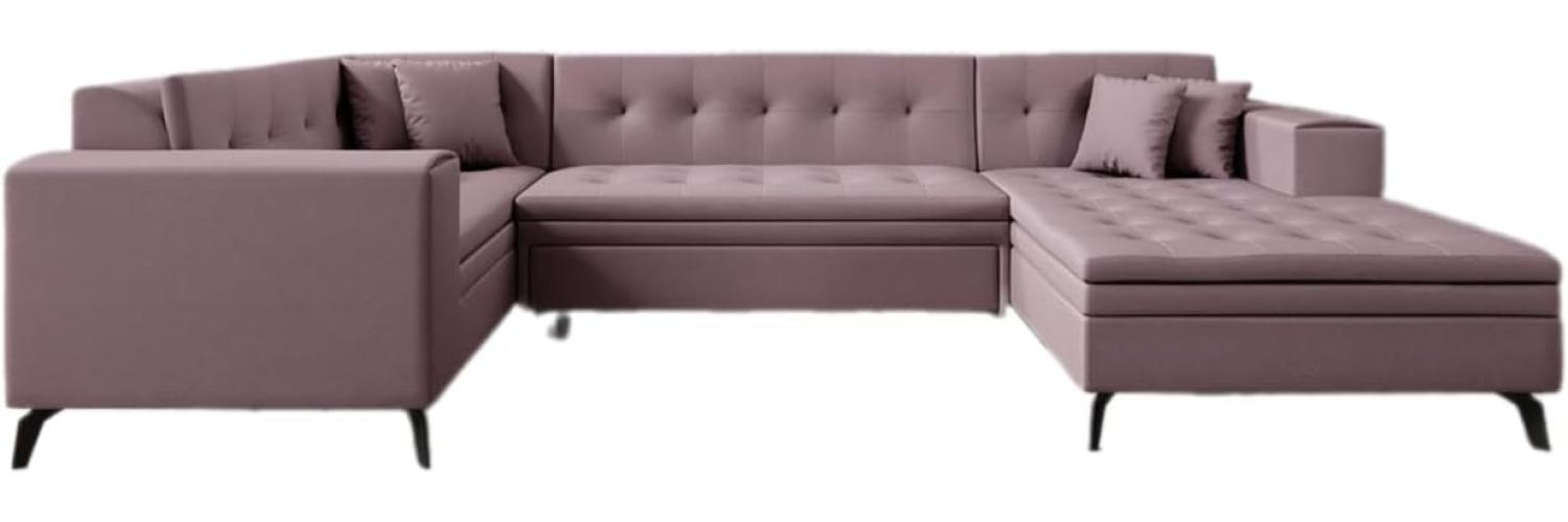 Designer Sofa Neola mit Schlaffunktion Stoff Rosé Rechts Bild 1