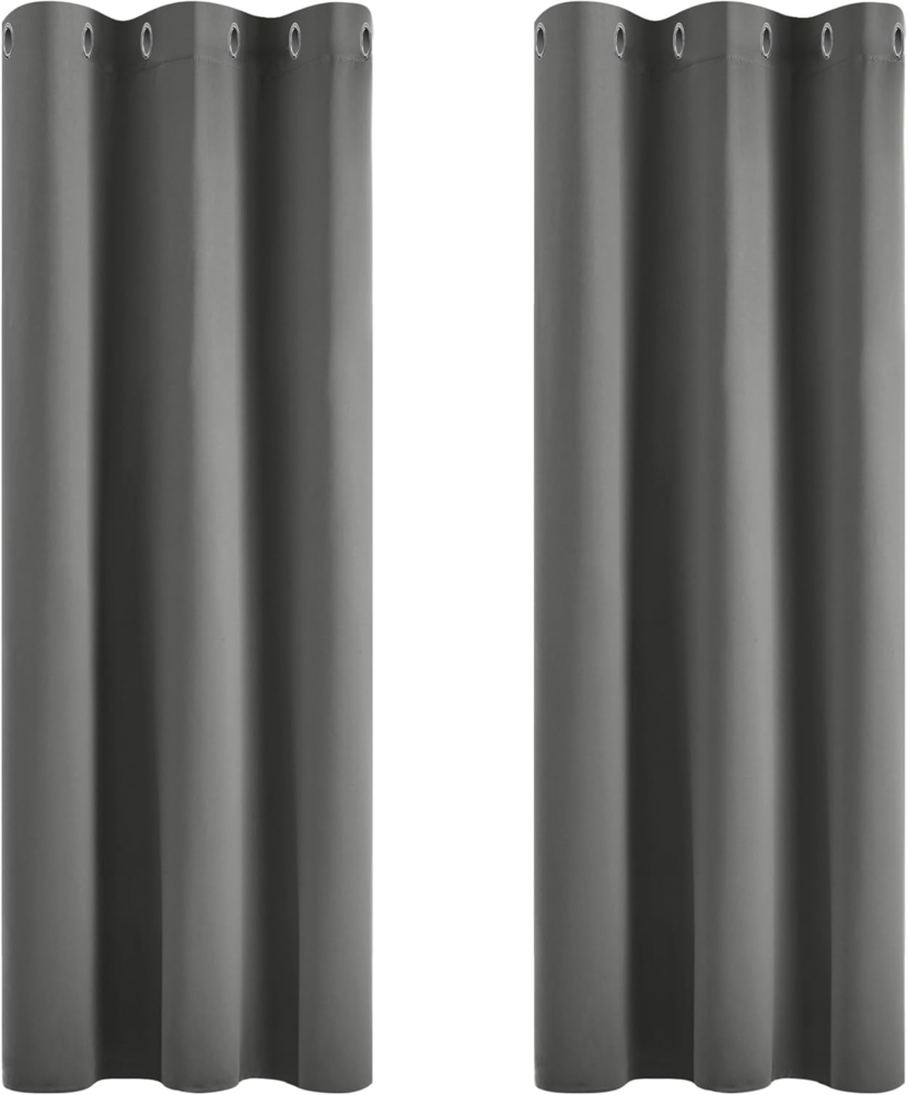 Deconovo Vorhänge Blickdicht Verdunkelunsgardine mit Ösen Thermovorhang Kälteschutz Thermogardine Hitzeschutz Dicke Thermovorhang, 138x107 cm(HöhexBreite) Hellgrau, 2er Set Bild 1