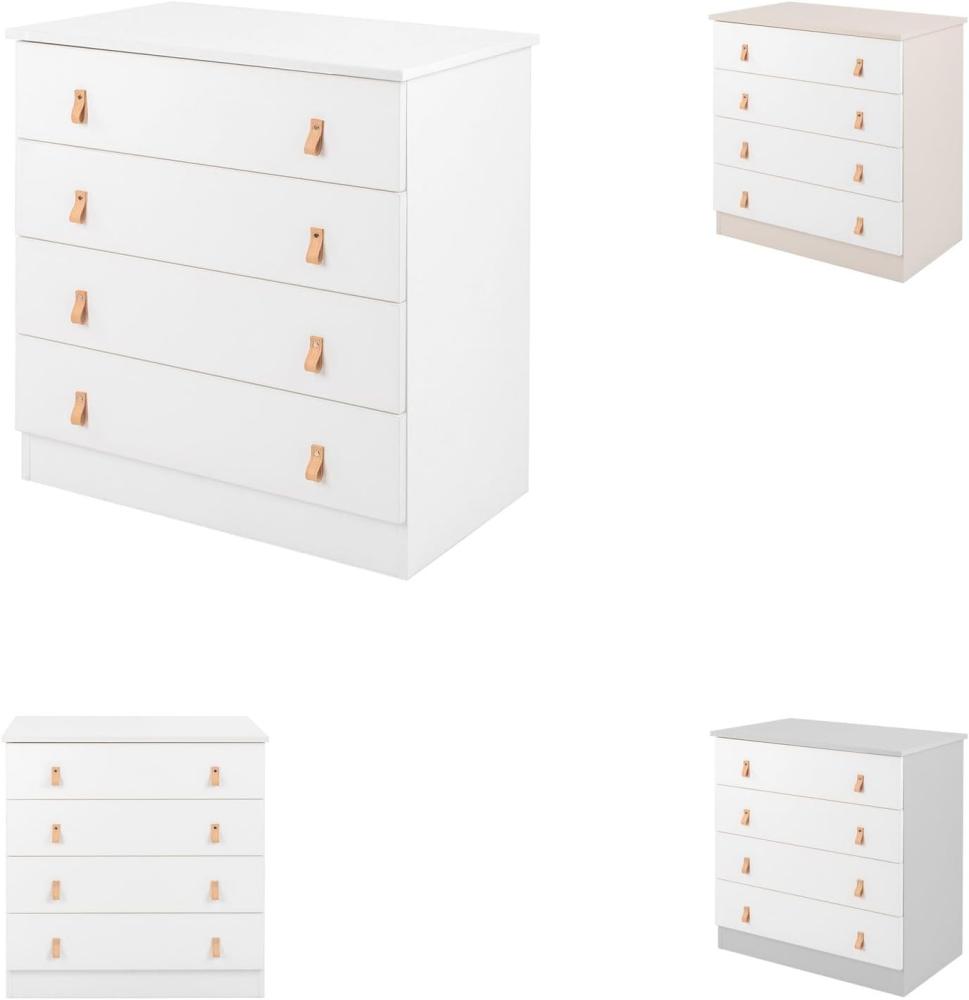 Kikkaboo Kinderzimmer Kommode Elon 80 x 48 x 85 cm 4 Schubladen einfache Montage weiß Bild 1