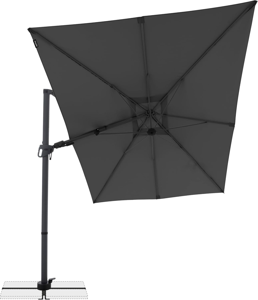 Doppler - Derby Style Sonnenschirm - Ampelschirm 300x220 cm in Dunkelgrau um 360° drehbar - Sonnenschirm groß mit Ständer - Pendelschirm wasserdicht für Garten & Terrasse - Kippbarer Gartenschirm Bild 1