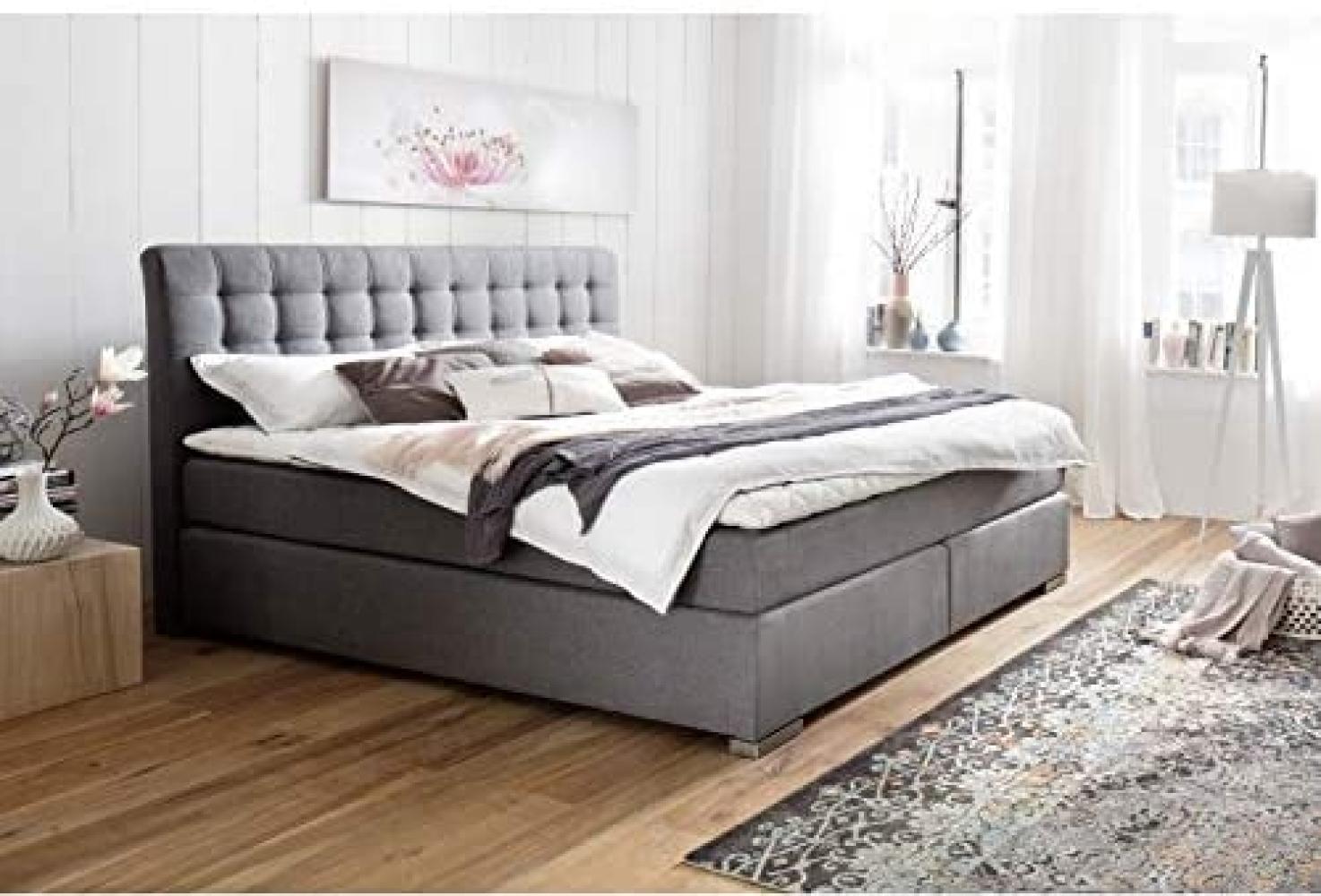 Boxspringbett Lenno - Stoffbezug Grau 180x200cm H3 Bild 1