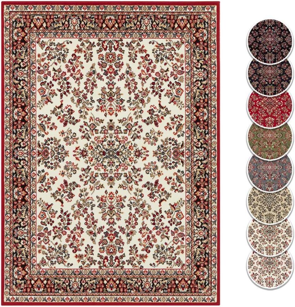 Kurzflor Orient Teppich Zabul - 80x150x0,8cm - rot, creme Bild 1