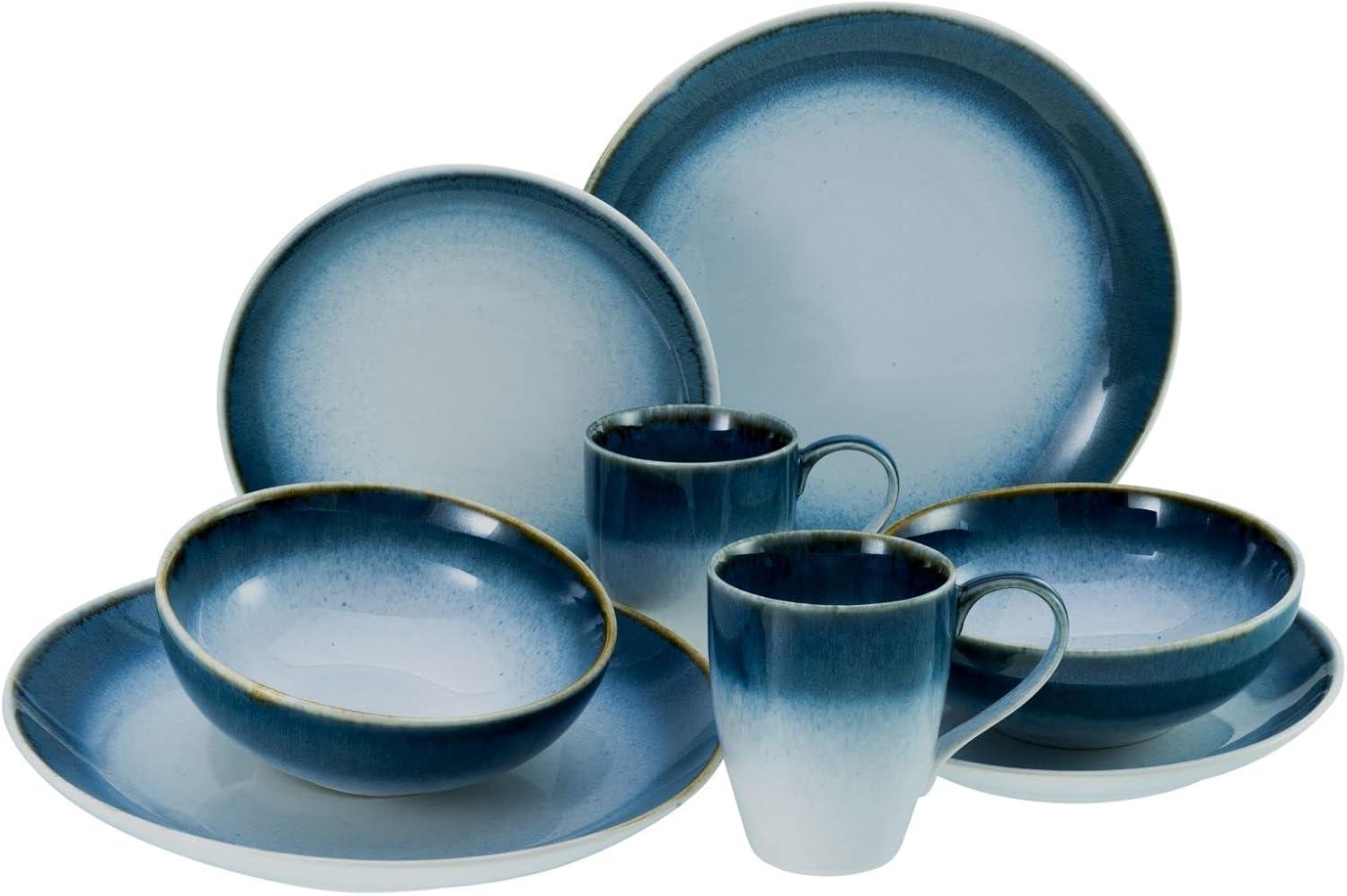 CreaTable 23788 Kombiservice Cascade für 4 Personen, Steinzeug, blau (1 Set, 8-teilig) Bild 1