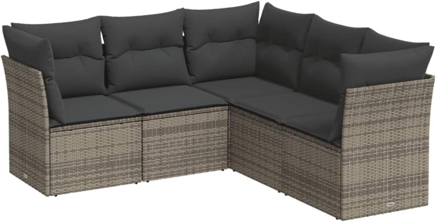 vidaXL 5-tlg. Garten-Sofagarnitur mit Kissen Grau Poly Rattan 3249459 Bild 1