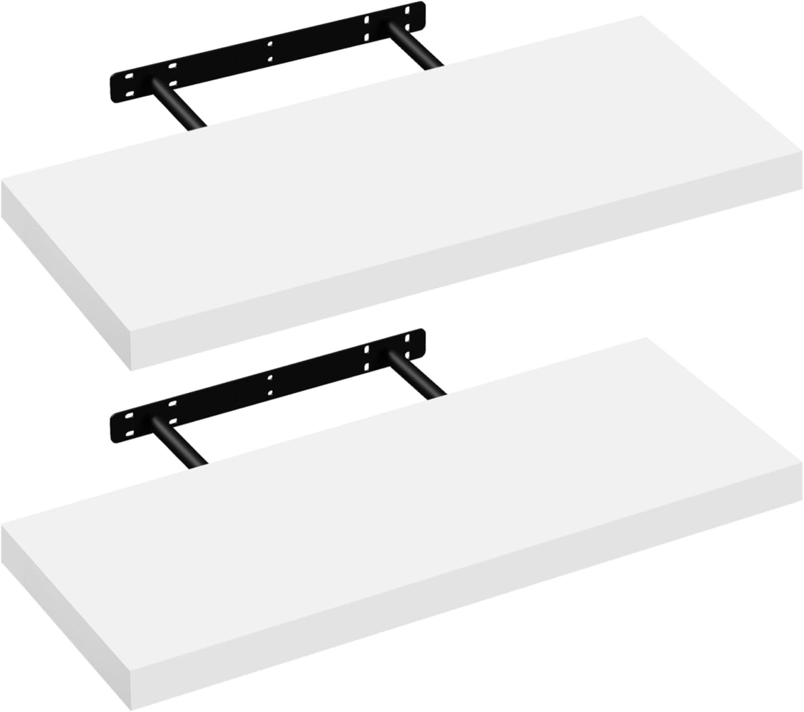 eSituro Wandregal, schwebendes weißes Regale für Wandmontage, 2er-Set Schweberegal Hängeregal Wandbrett im Wohnzimmer Schlafzimmer Küche Badezimmer, 60 x 3,8 x 22,9 cm Bild 1