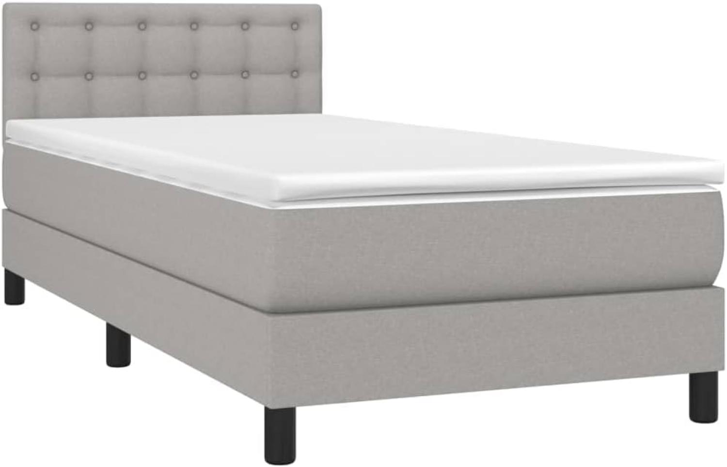 vidaXL Boxspringbett mit Matratze & LED Hellgrau 90x200 cm Stoff, Härtegrad: H2 [3133445] Bild 1