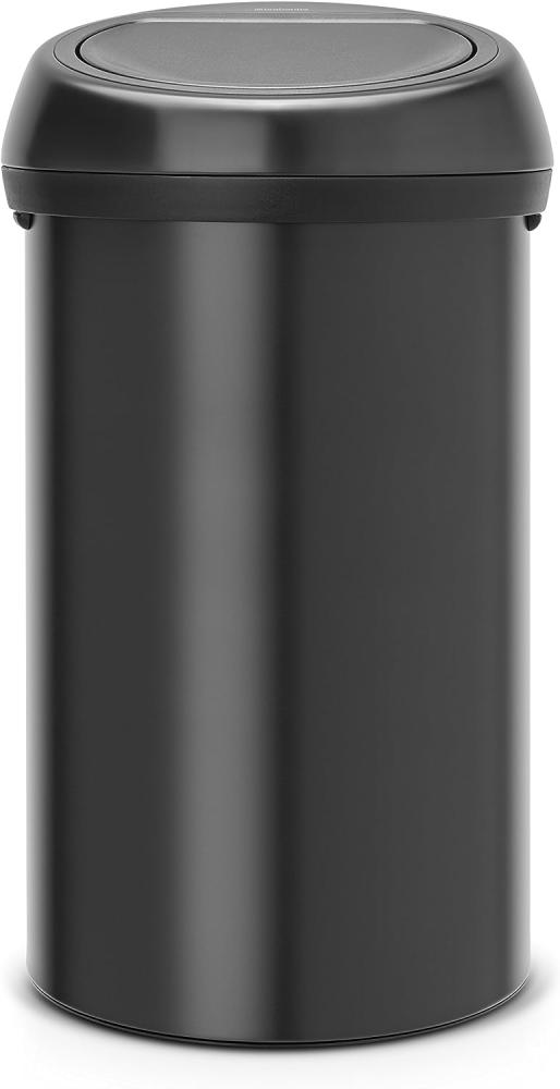 Brabantia Touch Bin, Mülleimer, Abfalleimer, Papierkorb, Deckel, Matt Black, Schwarz, 60 L, 402562 Bild 1