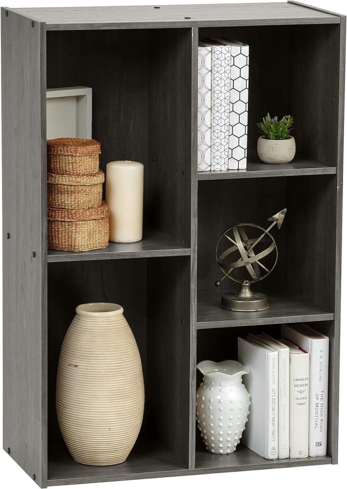 Iris Ohyama, Bücherregal, Regale mit 5 Fächern, Bücherschrank, Raumteiler, Ausstellungsständer, Wohnzimmer, Schlafzimmer, Büro – Basic Storage Shelf CX-23C – Graue Eiche Bild 1