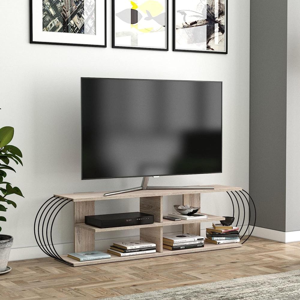 Fernsehtisch Robertsfors 160 x 31 x 42 cm Eicheoptik / Schwarz [en. casa] Bild 1