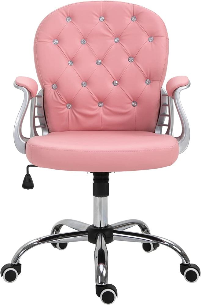 Vinsetto Ergonomischer Bürostuhl, Chefsessel, Gepolsterte Rückenlehne, Rosa, PU, 59,5 x 60,5 95-105 cm Bild 1