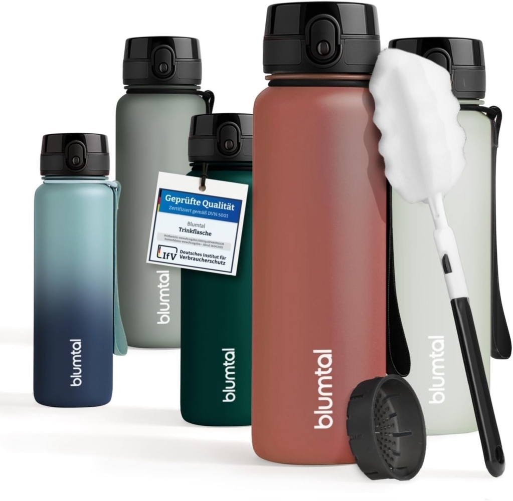 Blumtal Trinkflasche auslaufsichere Trinkflasche Sport + 1-Klick-Verschluss, BPA-freie Wasserflasche mit Sieb - spülmaschinenfest Bild 1