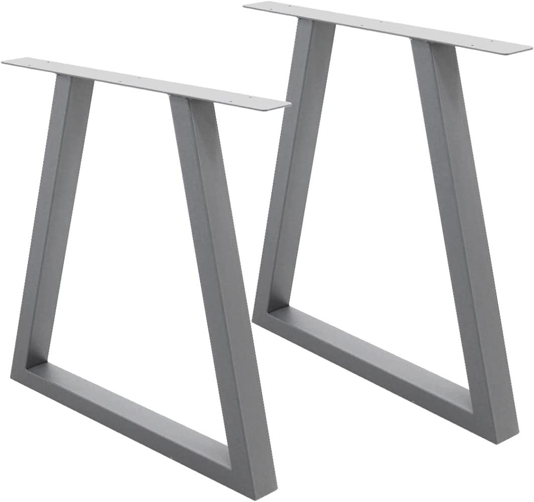 ECD Germany Tischbein 2er Set Tischfüße Trapez Design aus pulverbeschichtetem Stahl, Tischgestell H-Form 60x72 cm Grau Metall Tischkufen Bild 1