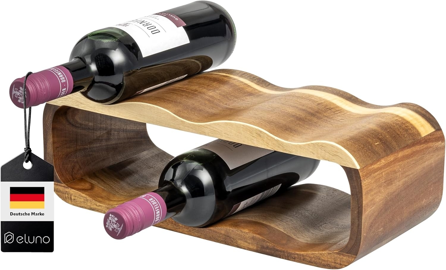 eluno Weinregal für 6 Flaschen, Flaschenregal aus Akazienholz, 38 x 12,5 x 16 cm Bild 1