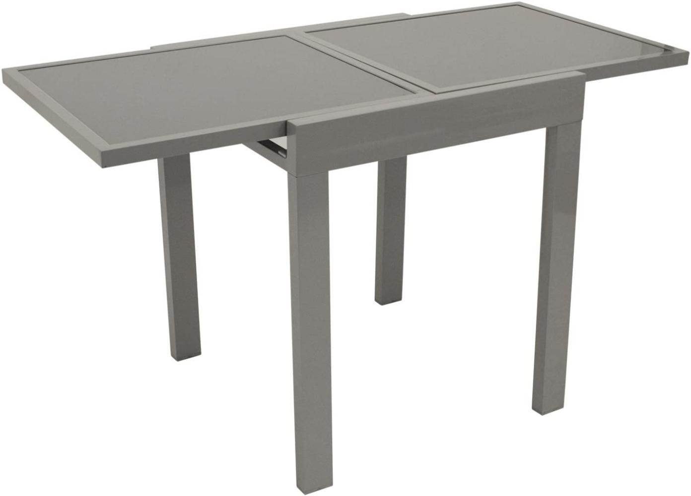 Balkontisch Gartentisch Ausziehtisch Glas/Aluminium grau ausziehbar 65-130 cm Bild 1