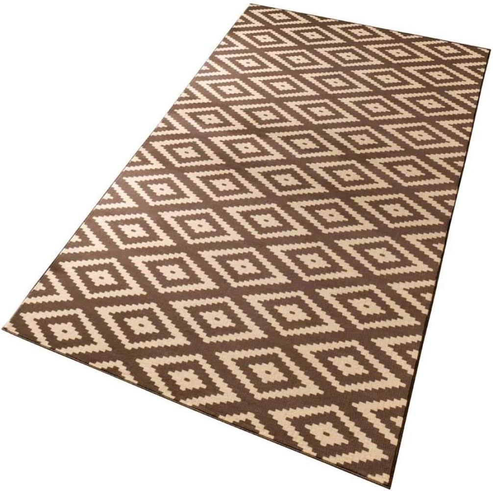 Kurzflor Teppich Raute Dunkelbraun Choco - 80x200x0,9cm Bild 1