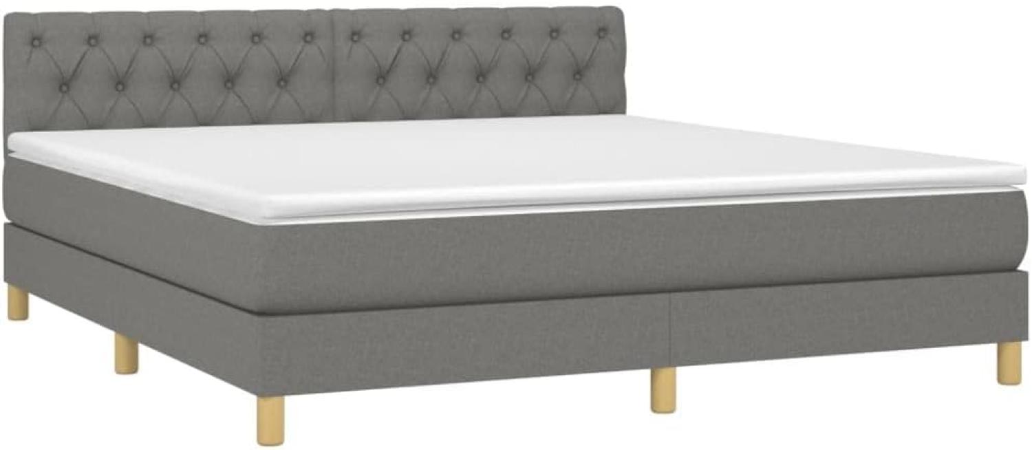 vidaXL Boxspringbett mit Matratze Dunkelgrau 160x200 cm Stoff 3140866 Bild 1