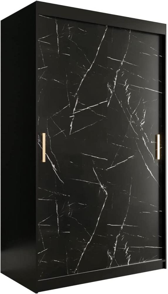 Kleiderschrank Kamoga T 120 (Schwarz / Marmor Schwarz + Gold, mit Schubladen) Bild 1