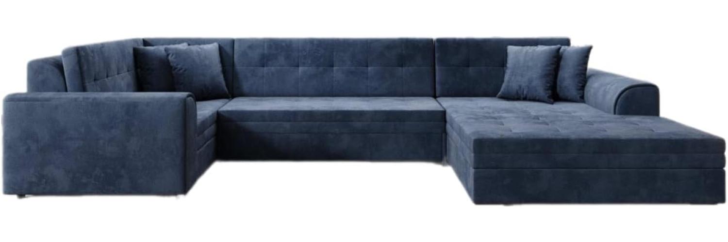 Designer Sofa Velio mit Schlaffunktion Samt Blau Rechts Bild 1