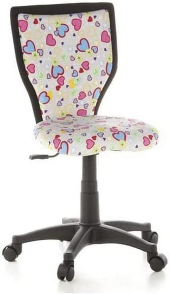 hjh OFFICE 670070 Kinder- und Jugenddrehstuhl KIDDY LUX Stoff Blumen & Herzen Kinder-Bürostuhl, Rückenlehne ergonomisch Bild 1