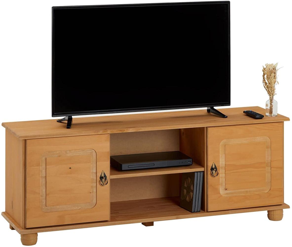 IDIMEX TV Lowboard Belfort Kiefer massiv in gebeizt gewachst 134 x 50 cm Fernsehtisch Schrank Bank Rack Fernsehkommode mit 2 Türen und 2 Ablagen Bild 1