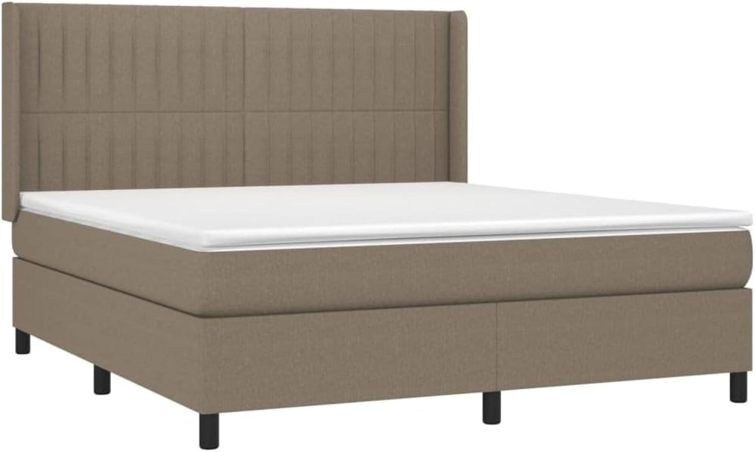 vidaXL Boxspringbett mit Matratze Taupe 180x200 cm Stoff 3131613 Bild 1