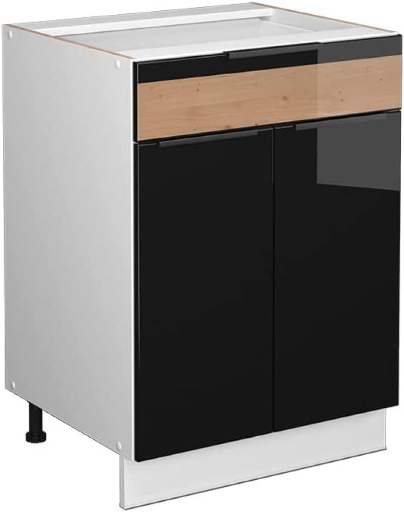 Vicco Schubunterschrank Küchenschrank Küchenmöbel Fame-Line Weiß Schwarz Eiche 60 cm modern Hochglanz Bild 1