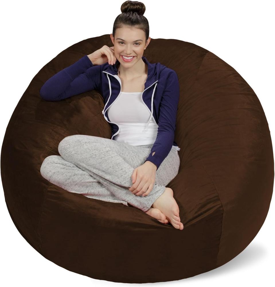 SOFA SACK XXL - Das Neue Komforterlebnis aus den USA - Sitzsack mit Memory Schaumstoff Füllung - Perfekt zum Relaxen im Wohnzimmeroder Schlafzimmer - Samtig weicher Velour Bezug in Schokolade Bild 1