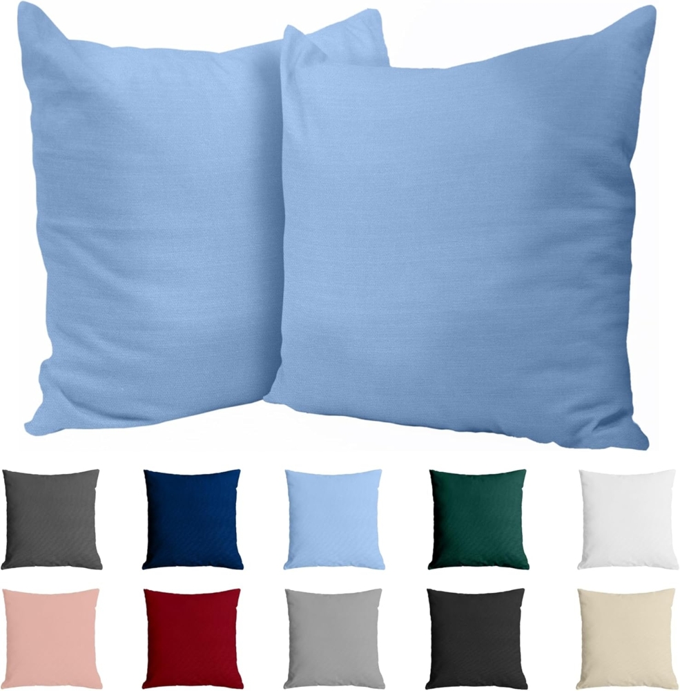 Kissenbezug 40x40 Baumwolle Renforcé (2er-Set) - Hellblau - Dicht gewebt mit 57 Fäden/cm² - 40x40 cm Kissenbezug - Oeko Tex Zertifiziert - Dreamzie Bild 1