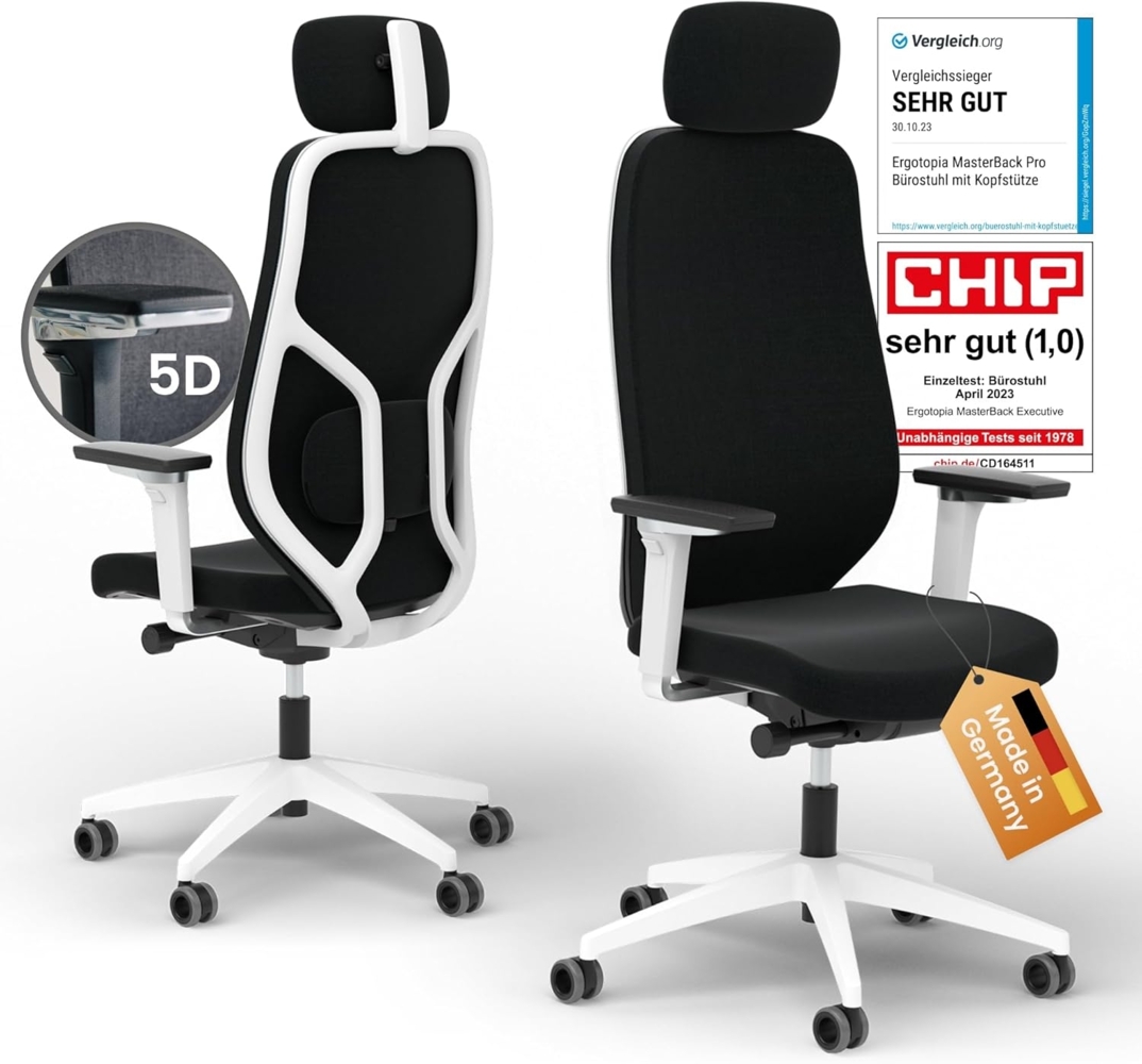 Ergotopia® MasterBack Pro ergonomischer Bürostuhl mit 3D Neigungsmechanik - Premium Schreibtischstuhl Made in Germany mit Lordosenstütze, Synchronmechanik & verstellbaren 5D Armlehnen Bild 1