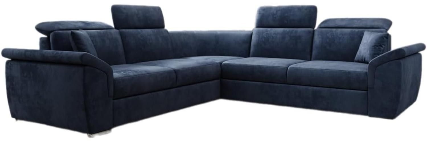 Designer Sofa Fernando mit Schlaffunktion und Stauraum Samt Blau Bild 1