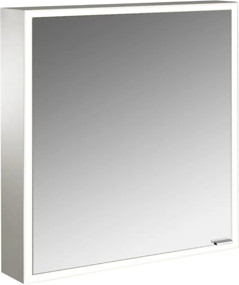 Emco asis prime Lichtspiegelschrank, Aufputzmodell, 1 Tür, Anschlag links, 600mm, Ausführung: Gehäuse Aluminium - Rückwand verspiegelt - 949705059 Bild 1