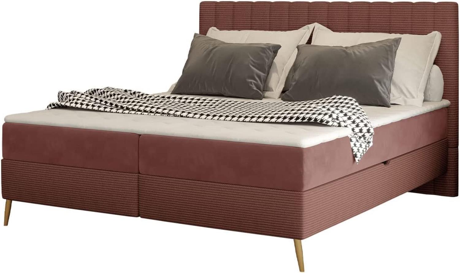 Boxspringbett Cersen Cord rosa 160 x 200 cm Bild 1