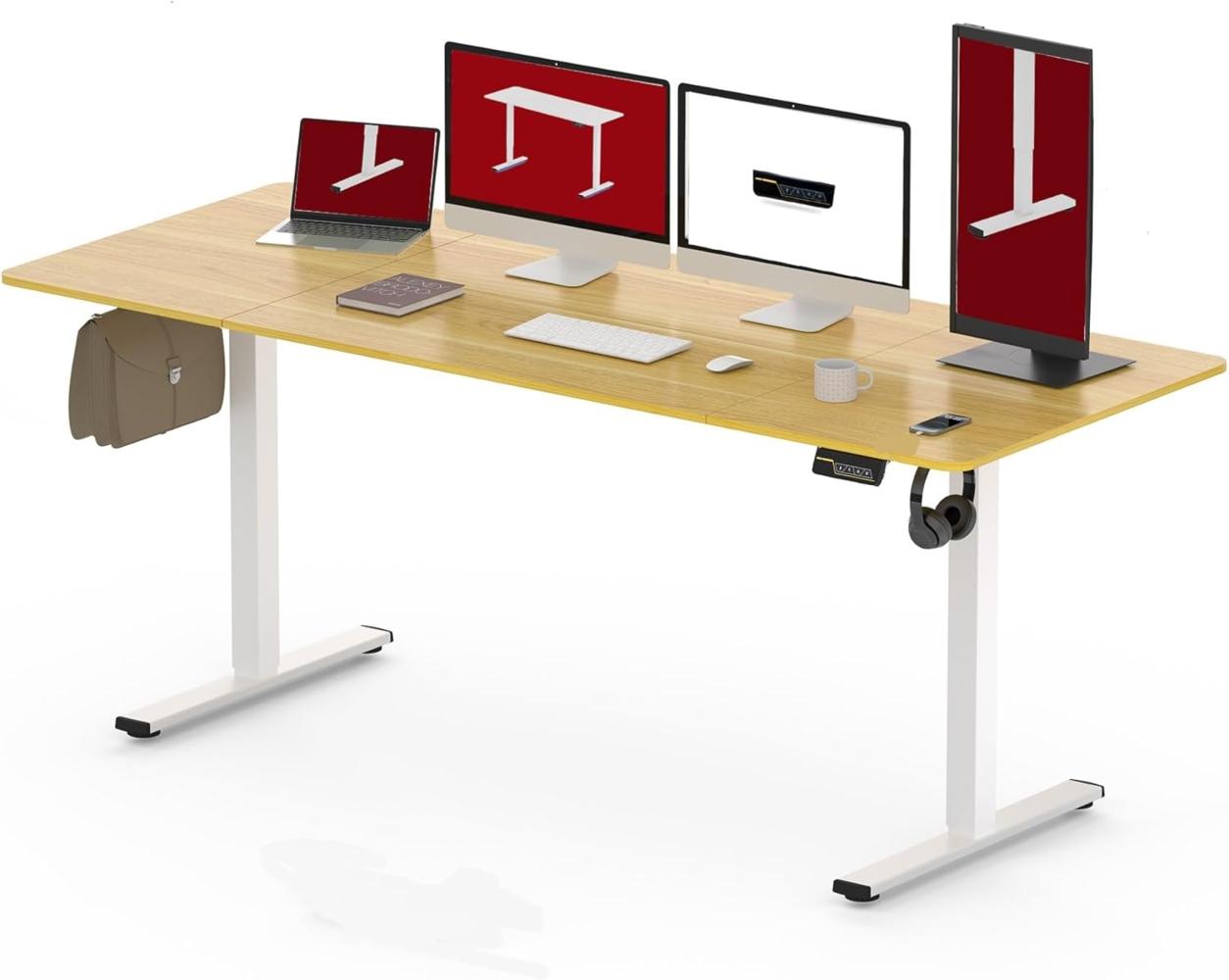 SANODESK Höhenverstellbarer Schreibtisch 180 x 80 cm Schreibtisch Höhenverstellbar Elektrisch Ergonomischer Steh-Sitz Tisch Computertisch für Heimbüro Homeoffice(ahorn) Bild 1