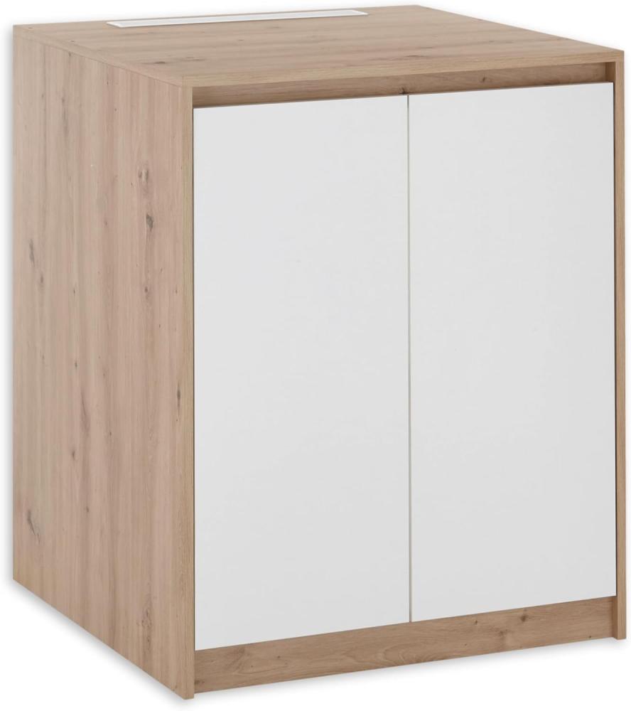 Stella Trading NERJA Waschmaschinenschrank mit Türen, Artisan Eiche Optik/Weiß - Waschmaschinenumbauschrank für Badezimmer & Hauswirtschaftsraum - 75 x 93 x 68 cm (B/H/T) Bild 1