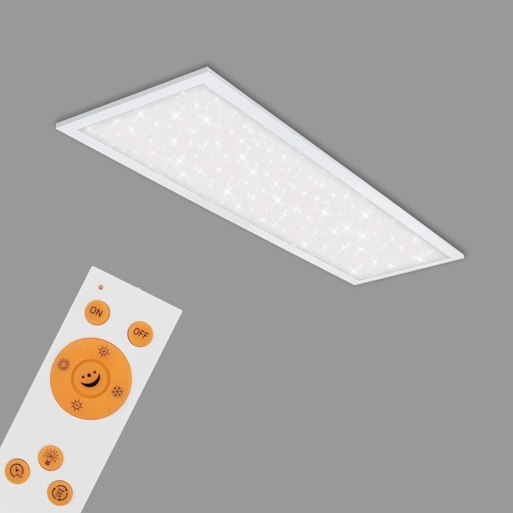 BRILONER - LED Deckenlampe flach mit Sternenhimmel, einstellbar von warmweiß bis kaltweiß, Fernbedienung, LED Lampe, LED Deckenleuchte, Wohnzimmerlampe, LED Panel, 100x25x6,5 cm, Weiß Bild 1