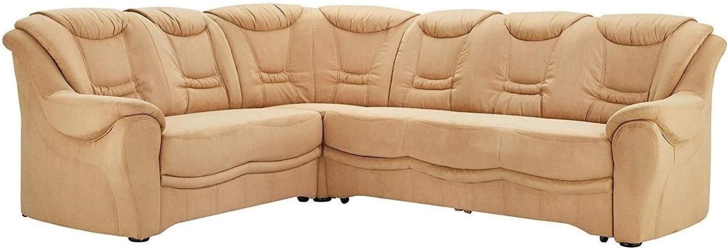 Cavadore Ecksofa Bansa mit Federkern / Polstercouch im klassischen Design / 265 x 94 x 215 / Mikrofaser Hellbraun Bild 1