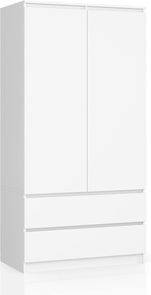 Home Collective Kleiderschrank weiß, Schrank mit 2 Türen und 2 Schubladen 90cm breit Bild 1