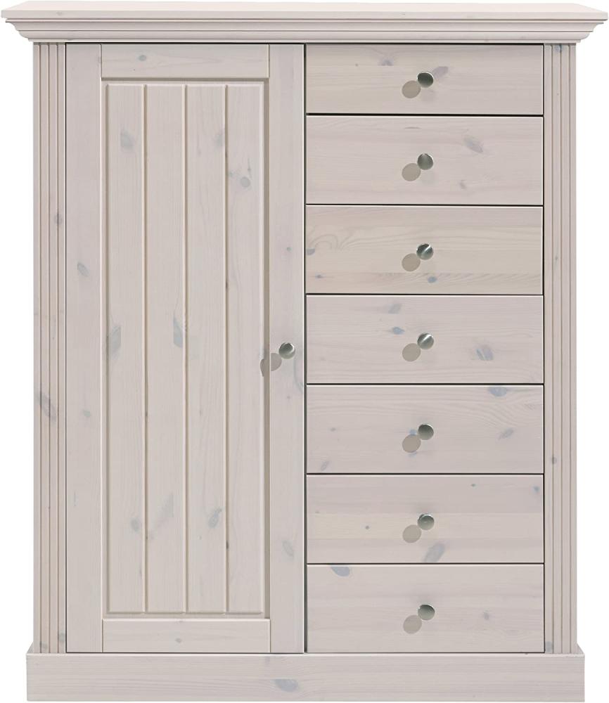 Kommode 7 Schubladen und 1 Tür Steens Monaco, White Wash Bild 1