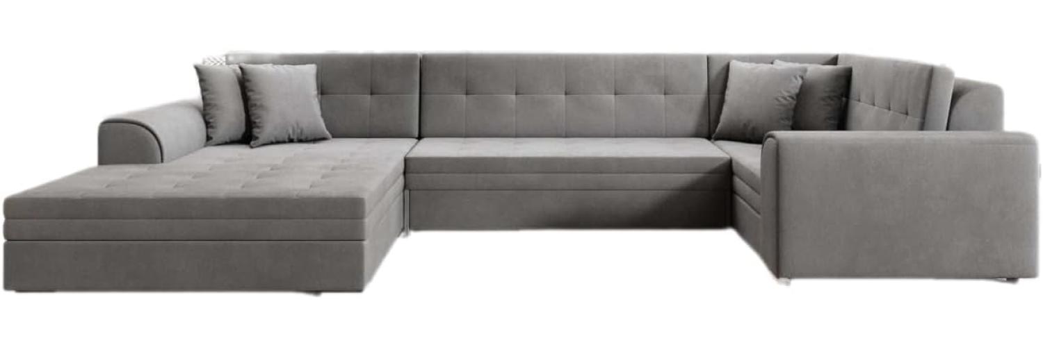 Designer Sofa Velio mit Schlaffunktion Samt Grau Links Bild 1