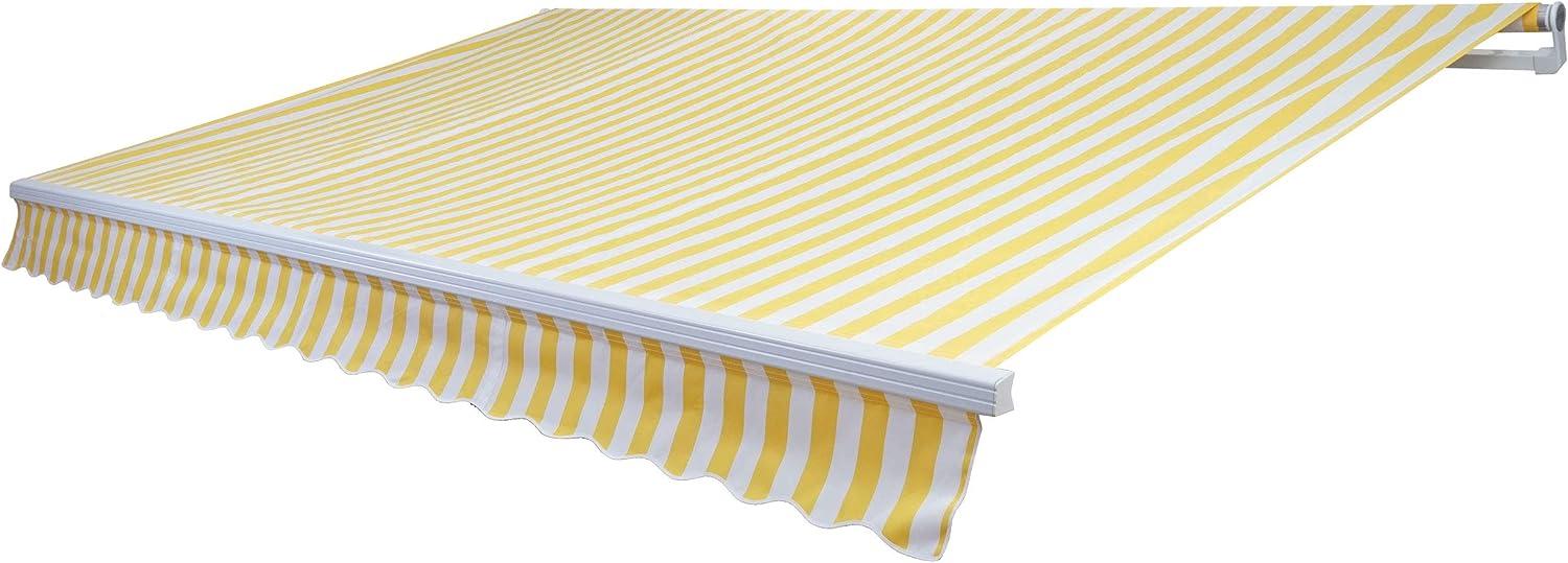 Alu-Markise HWC-E49, Gelenkarmmarkise Sonnenschutz 2,5x2m ~ Polyester Gelb/Weiß Bild 1