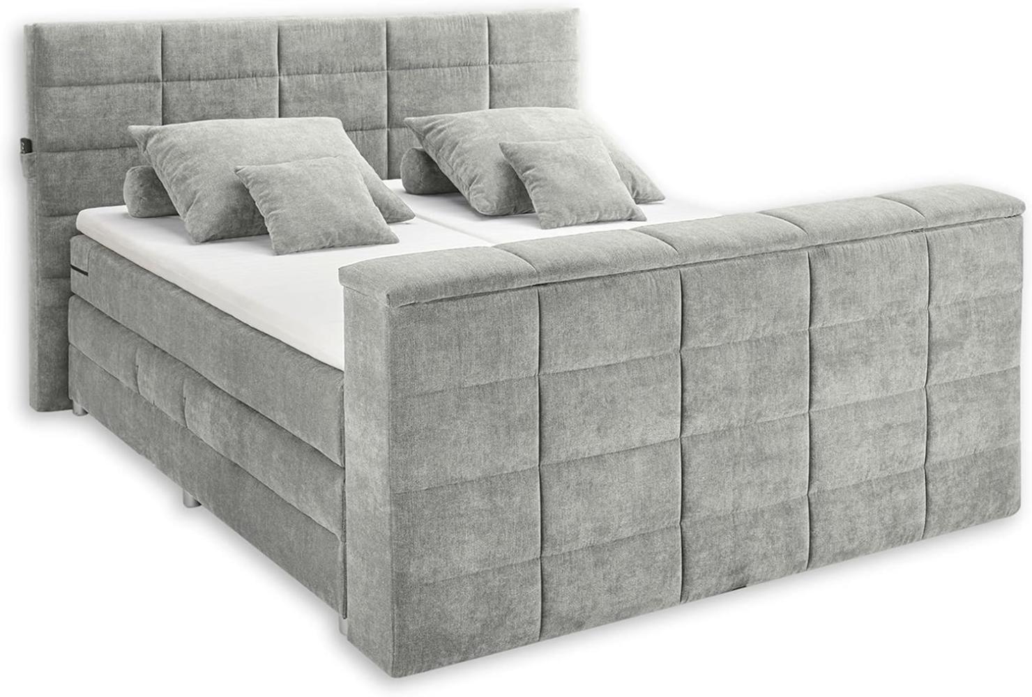 Stella Trading DENVER 6 Boxspringbett 180x200 mit Bettkasten, Schlamm - Bequemes Doppelbett mit 7-Zonen Federkern Matratze und Topper - 202 x 123 x 240 cm (B/H/T) Bild 1