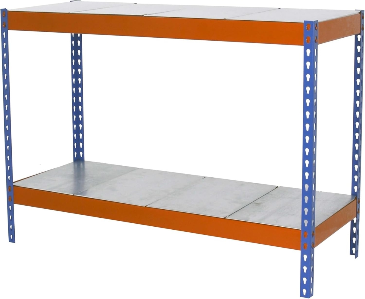 SimonRack SimonTaller Metallregal, 400 kg, 900 x 1500 x 600 mm, 2 Regale, Lagerregal, Industriegal, Blau/Orange/Galva Bild 1