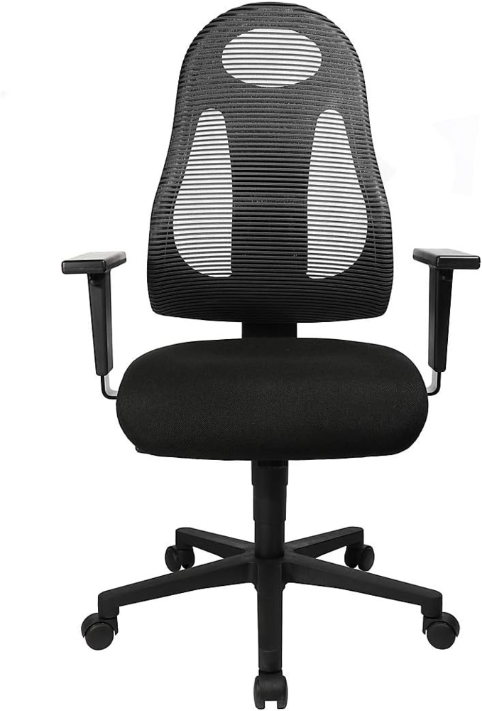 Topstar Free Art, ergonomischer Bürostuhl, Schreibtischstuhl, inkl. höhenverstellbarer Armlehnen, Stoff, Anthrazit/Schwarz Bild 1