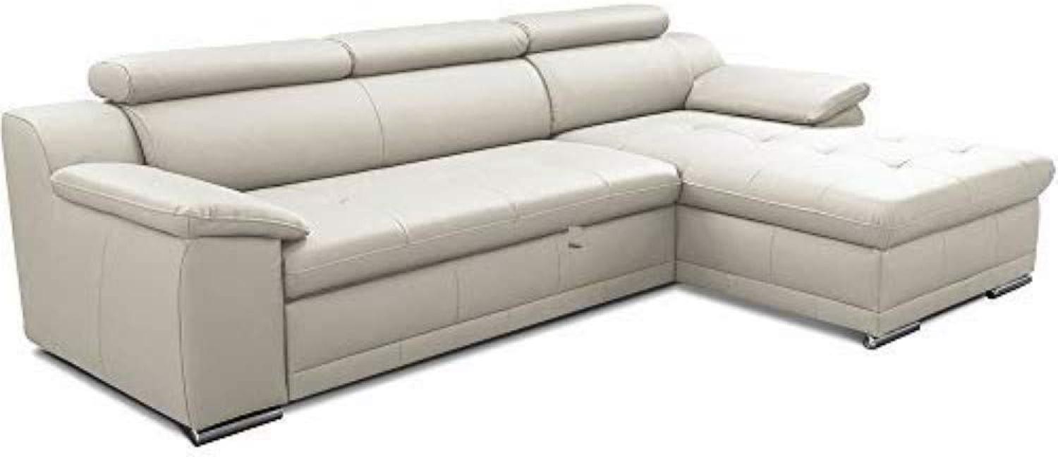 CAVADORE Ecksofa Aniamo in Echtleder / Eckcouch mit Kopfteilverstellung und großem Longchair / 270 x 80 x 165 / Leder, Weiß Bild 1