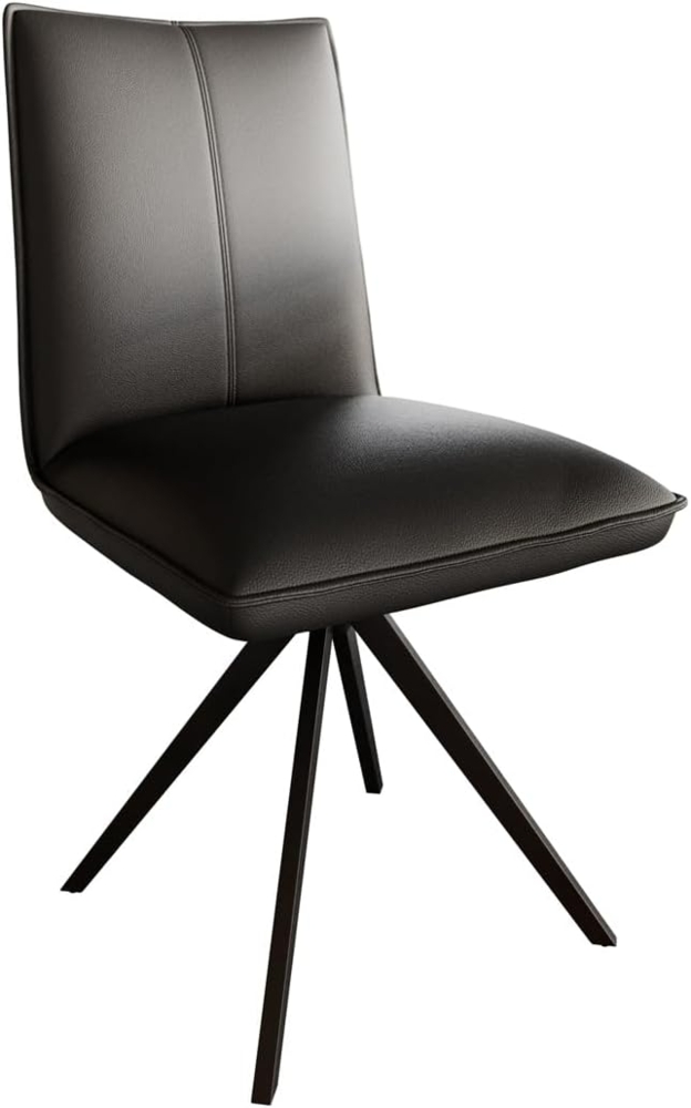 Esszimmerstuhl Lelio-Flex Echt-Leder Schwarz Kreuzgestell breit Schwarz Taschenfederkern Bild 1