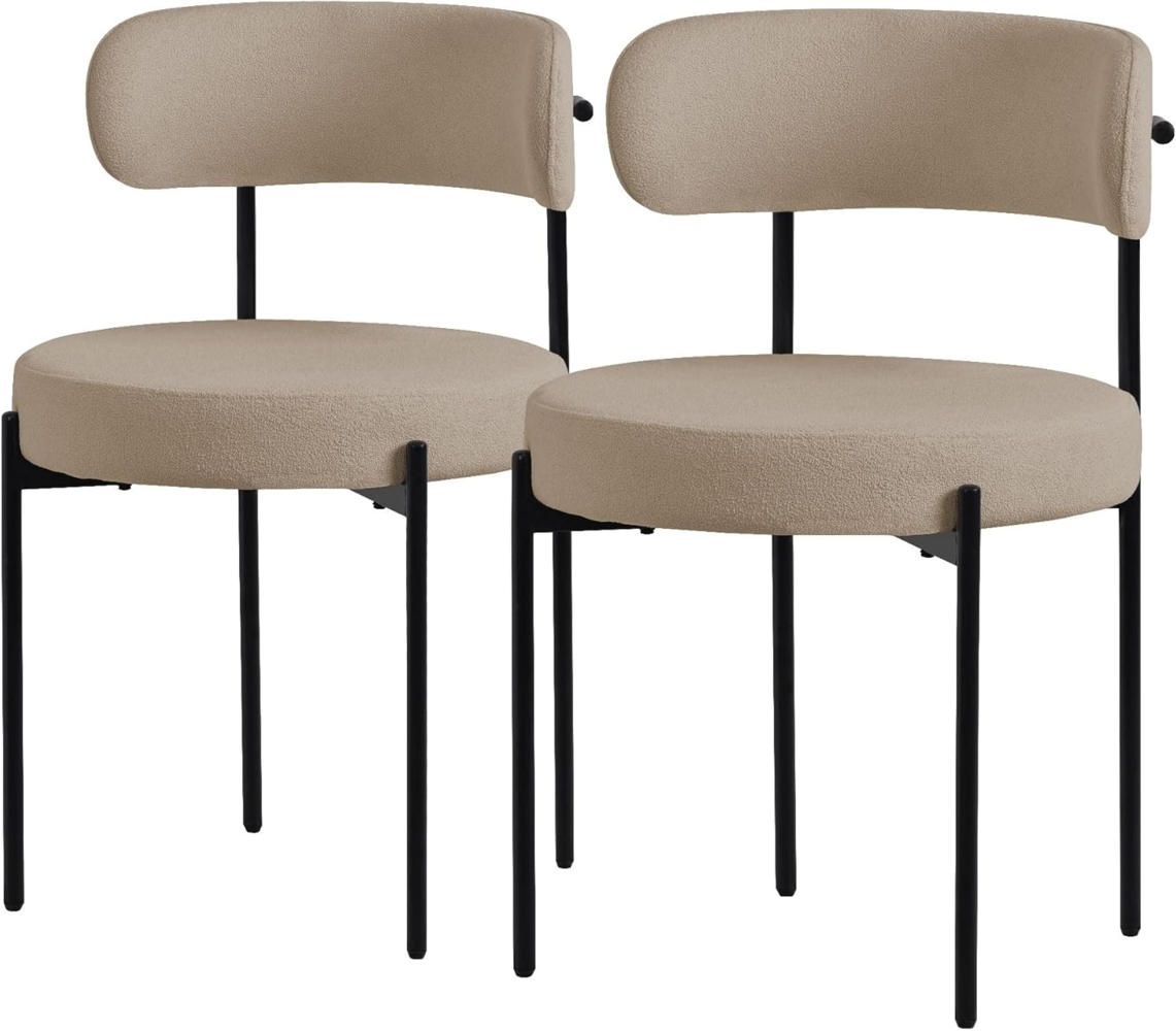ML-DESIGN Polsterstuhl Esszimmerstühle Gruppe Küchenstuhl aus Teddystoff mit Metallbeinen (2 St), Clubstuhl 2er Set Wohnzimmerstuhl Braun moderne Design Lounge Stuhl Bild 1