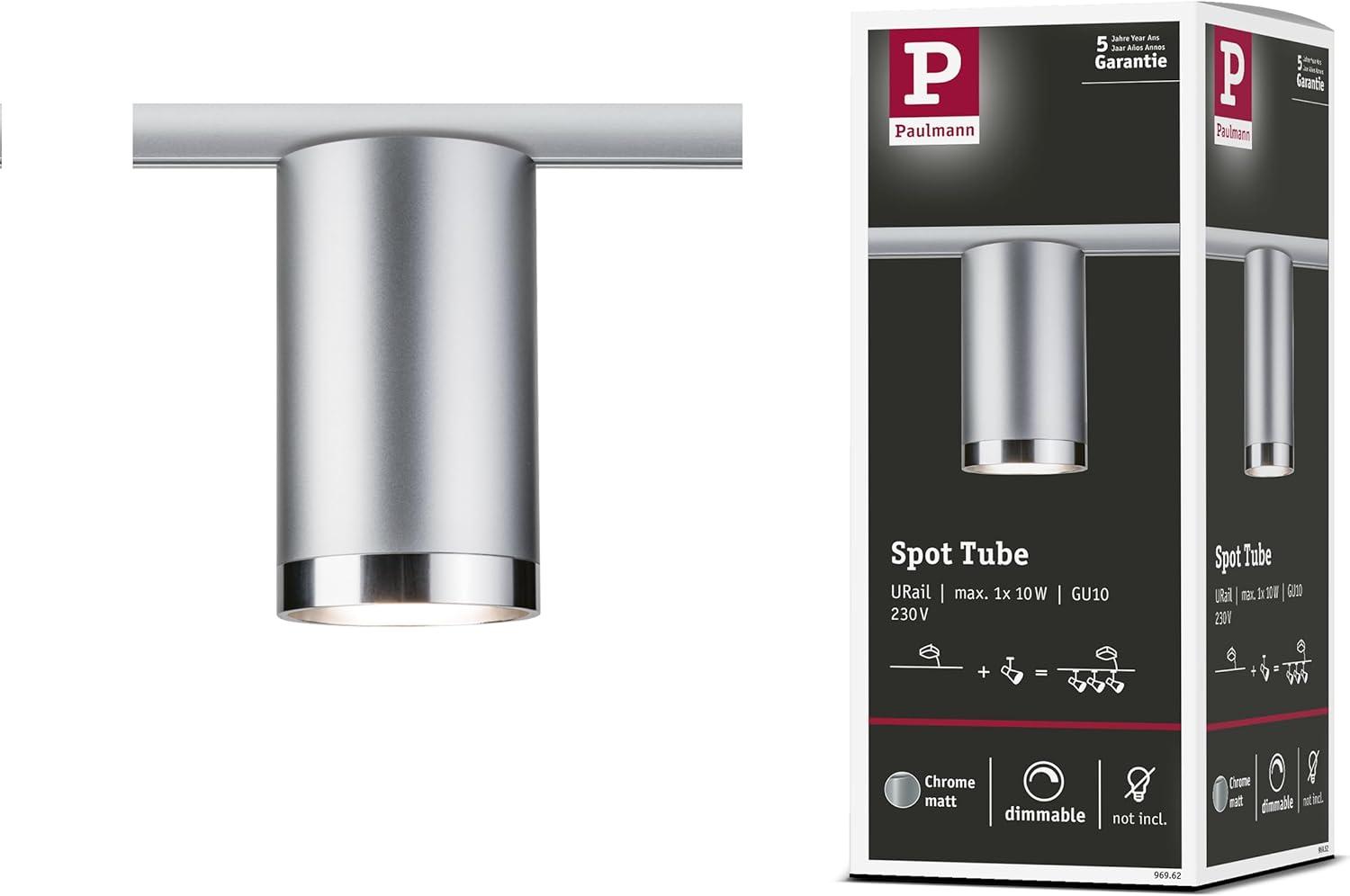 Paulmann 96962 URail Spot Tube Chrom matt max. 1x10W GU10 ohne Leuchtmittel Bild 1